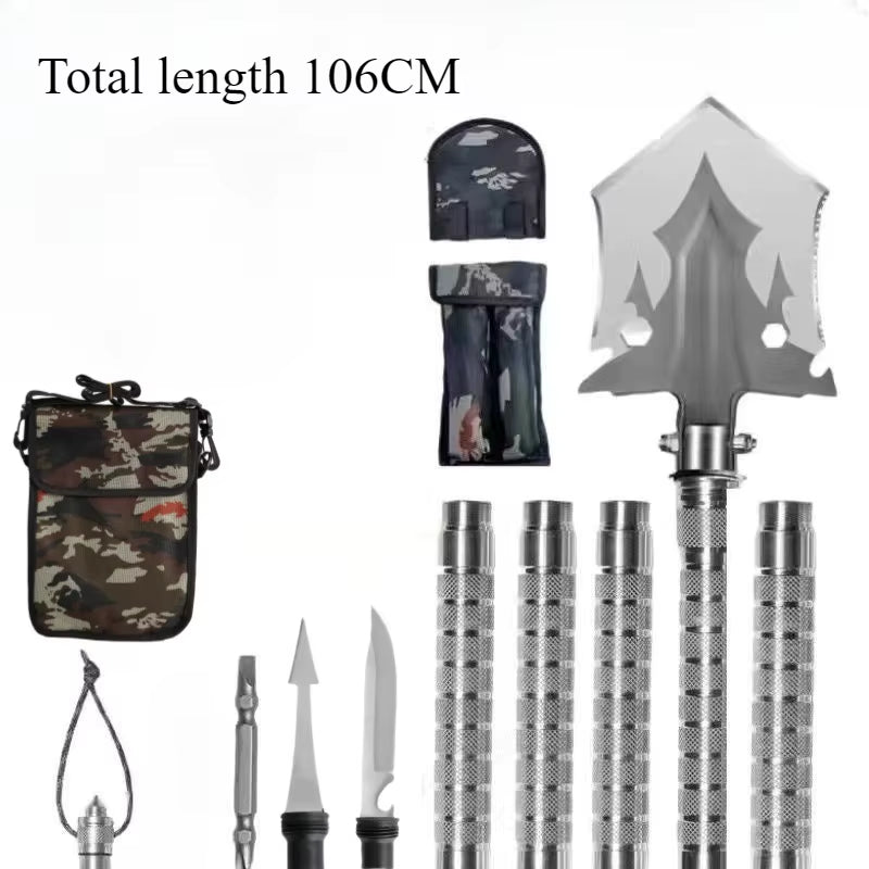Multifunctional Shovel Collapsible Carbon Steel Outdoor Shovel Camping Equipment Adjustable Portable Durable Outdoor Tools